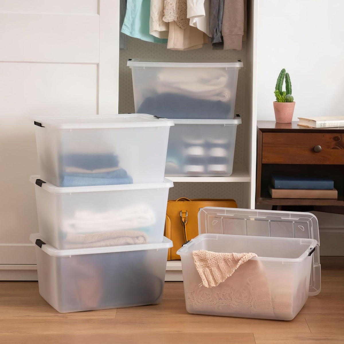 iris usa 6-pack 32.5 quart clip box with showing dimensions