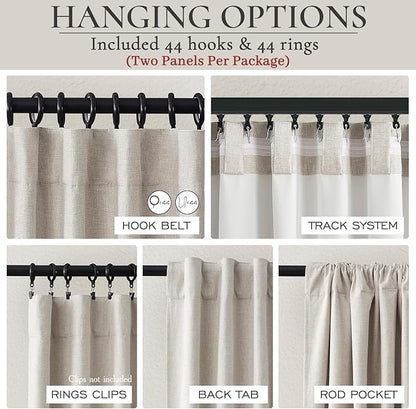 Extra Wide 70 Inch Length Blackout Curtains & Drapes 92 Inches Long 2 Panels Set - Image 3