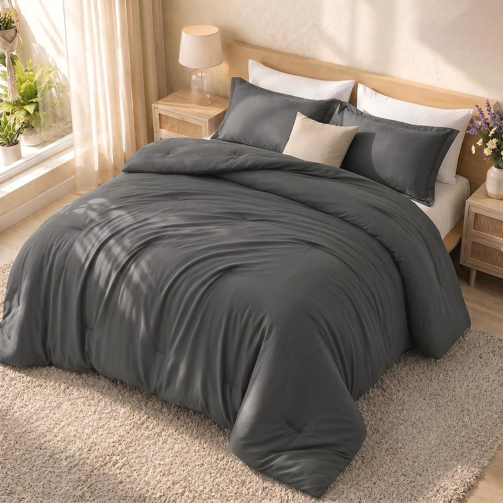 Utopia Bedding 3 Pc Queen Comforter Set, All Season Bedding, Grey