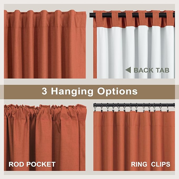 Patio Sliding Glass Doors Curtains 108 Inches Long 2 Panel Blackout Linen - Image 5