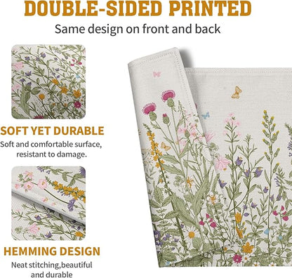Rustic Wildflower Floral Placemats Set of 4 Spring Summer Vintage Flowers - Image 5