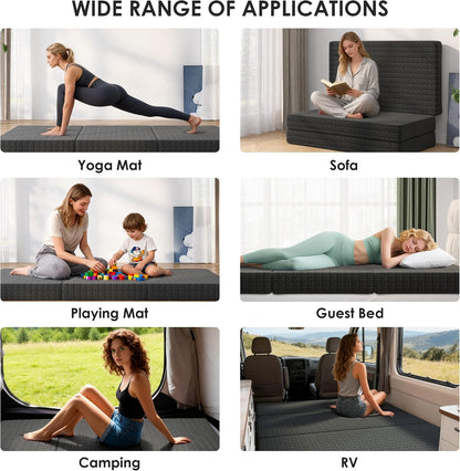 6 inch tri-fold mattress twin size, portable memory, close-up detail