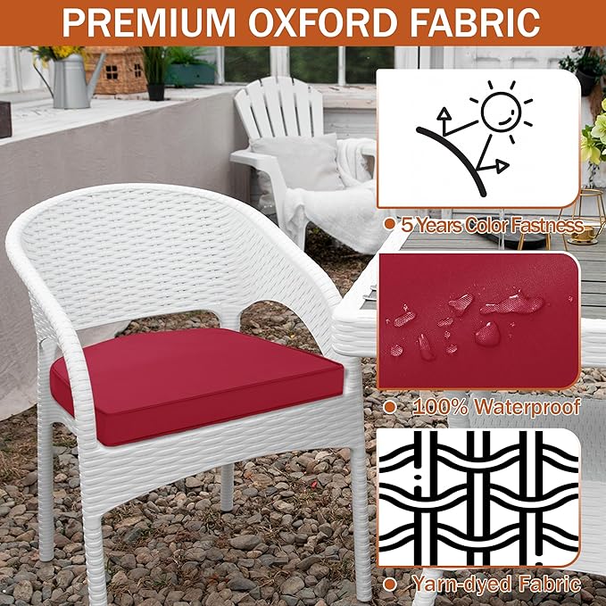 Outdoor Chair Cushions Set of 4 Waterproof Patio Chair Cushions - Image 3