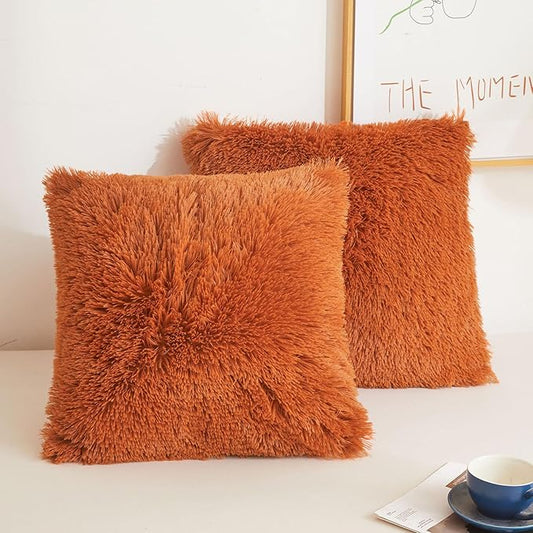 XeGe Faux Fur Throw Pillow Covers, Luxury Fluffy Plush Pillow Cases, Shaggy by XeGe