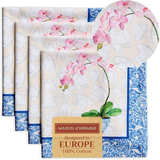 Maison d' Hermine Cloth Napkins Set of 4 100% Cotton Everyday Reusable Square by MaisondHermine