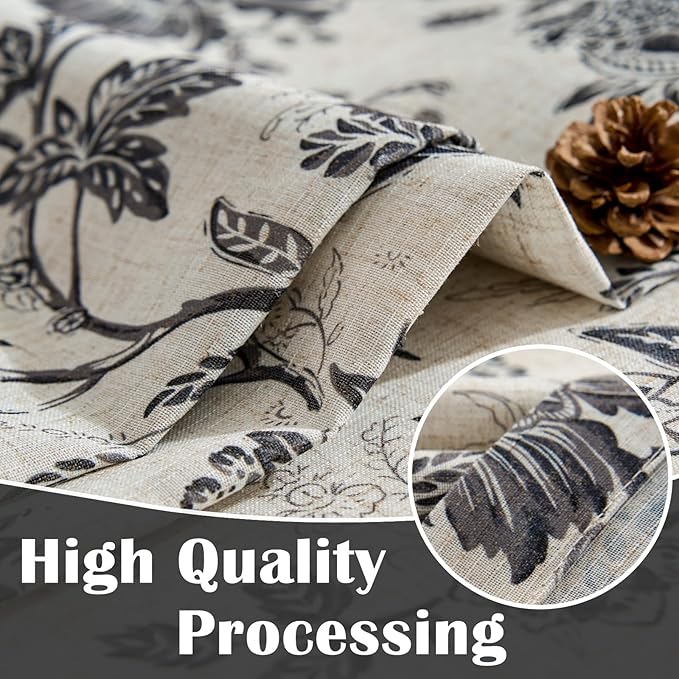jinchan Floral Linen Tier Curtains 24 Inch Farmhouse Cafe Curtains Rod Pocket - Image 8