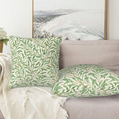 Rustic Vintage Floral Green Leaf Throw Pillow Covers 18x18 Inch Set of 2 - Image 3