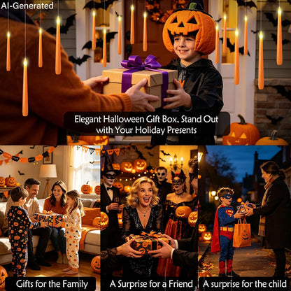 kakoya Flameless Floating Candles with Wand，20 Pcs Magic LED Hanging Taper Candles，Flickering Battery Operated Taper Candle with Wand Remote for Halloween Decorations Best Gift(Orange)