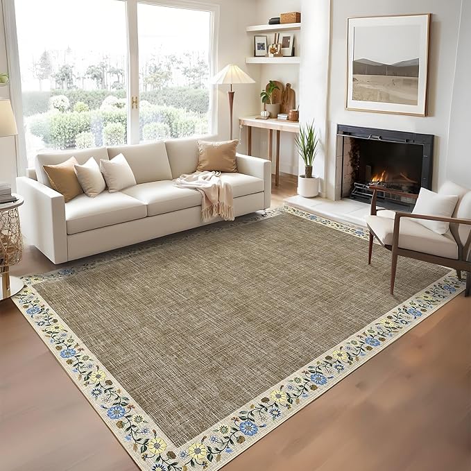 GarveeHome 4x6 Area Rugs for Bedroom Living Room Machine Washable Rugs Floral by GarveeHome
