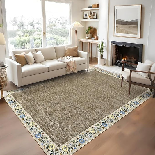 GarveeHome 4x6 Area Rugs for Bedroom Living Room Machine Washable Rugs Floral by GarveeHome