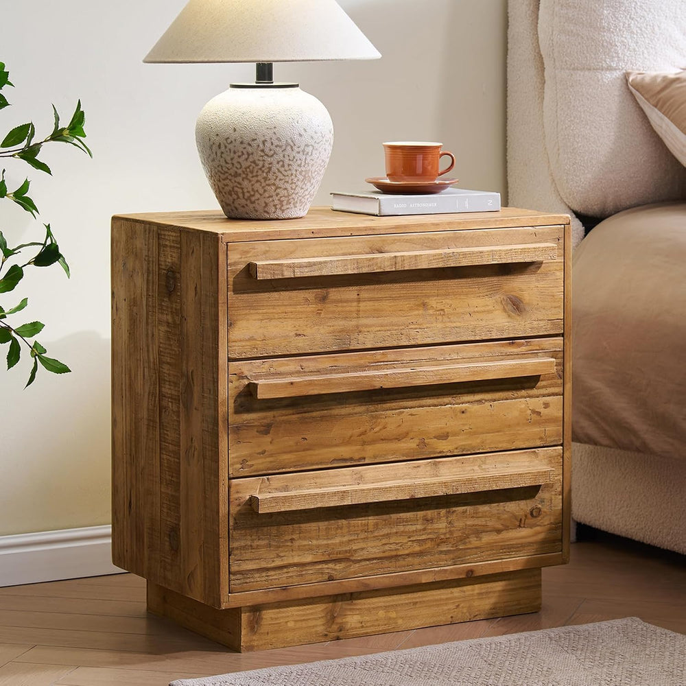 HOKYHOKY Reclaimed Solid Wood Nightstand-24 Inches Large End Table