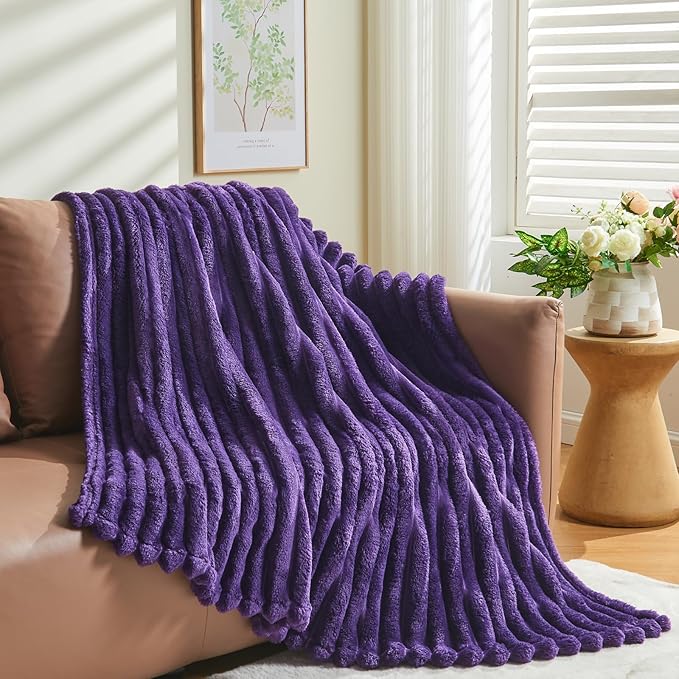 NEWCOSPLAY Super Soft Twin Blanket Purple Premium Silky Flannel Fleece 3D - Image 8
