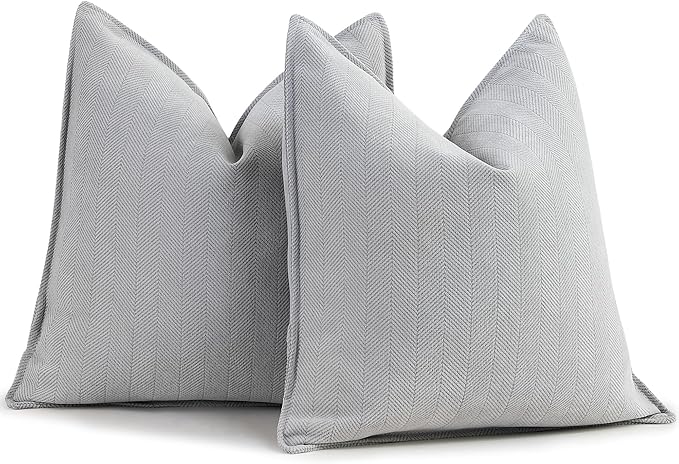 ZWJD Light Gray Pillow Covers 20x20 Set of 2 Chenille Throw Pillow Covers by ZWJD