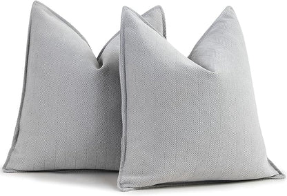 ZWJD Light Gray Pillow Covers 20x20 Set of 2 Chenille Throw Pillow Covers by ZWJD