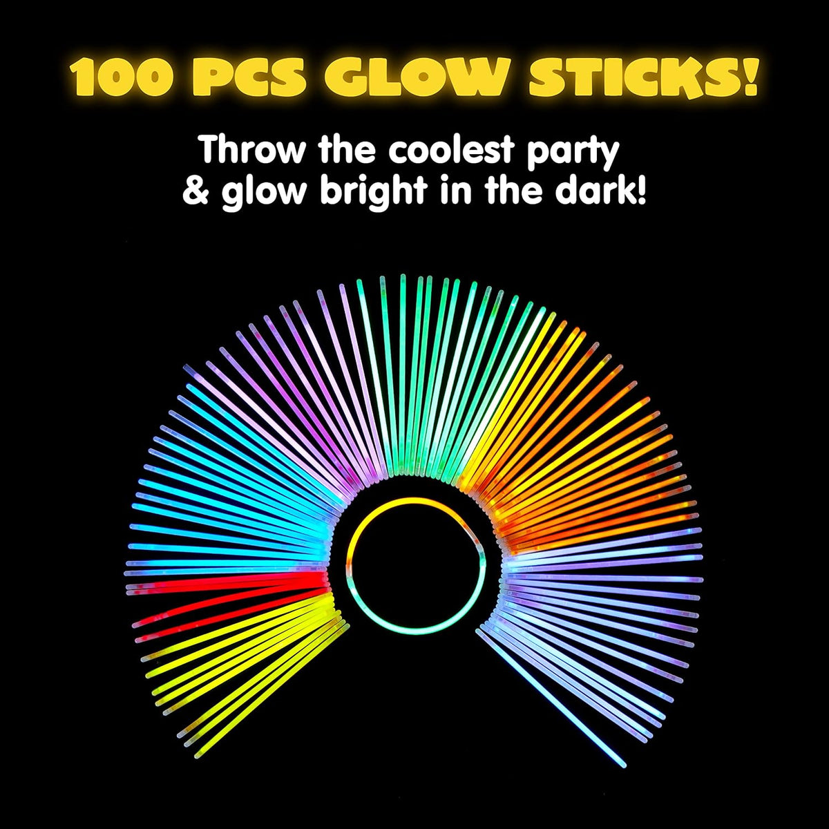 JOYIN 800 Pcs 8" Glow sticks Bulk Party Favors Pack, Neon Glow in the Dark Party Supplies, Light Up Necklaces and Bracelets with Connectors for Halloween, Football, Birthday Decorations
