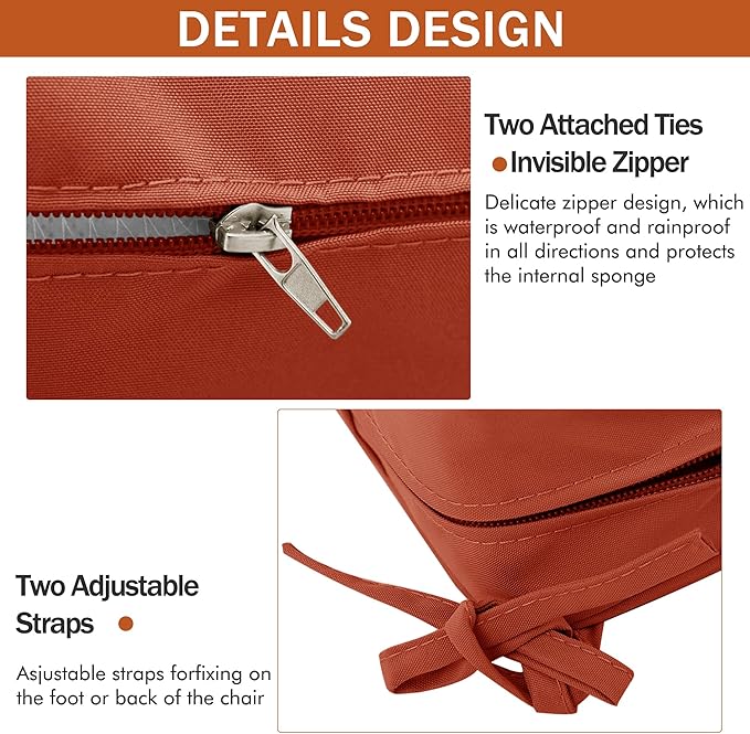 Outdoor Chair Cushions 16 x 17 Inch, Waterproof Patio Chair Cushions - Image 5