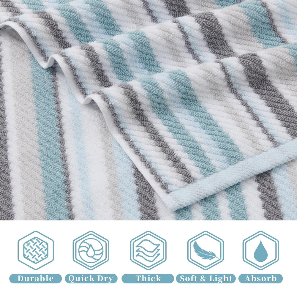 VOOVA & MOVAS Aqua Striped Towels Set, Quick Dry, Thick & Absorbent, ...