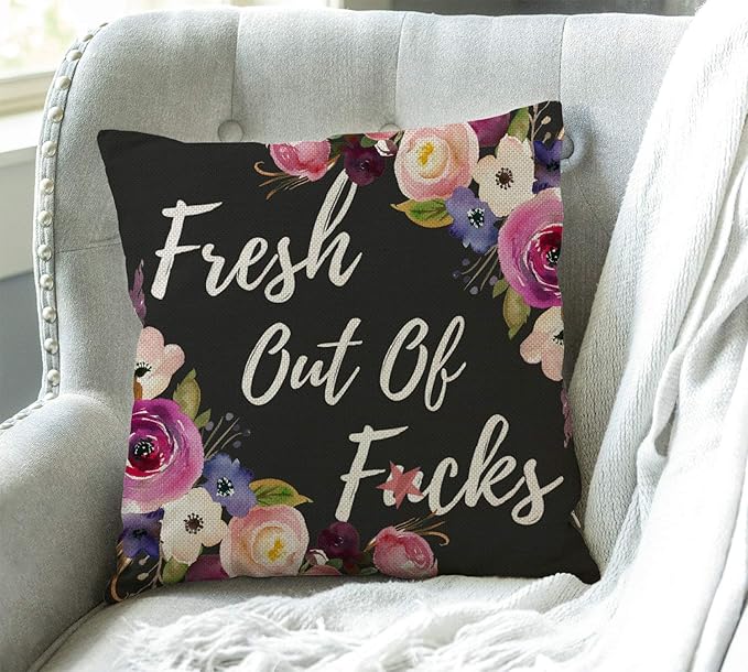 Swono Funny Decorations Pillow Cover Fresh Out of F CKS Farmhouse Decor Throw - Image 3
