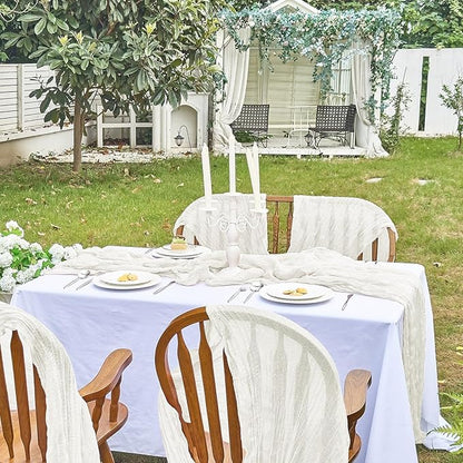 IVAPUPU 2 Pcs Cheesecloth Table Runner - 10ft Ivory White Boho Gauze Cheese - Image 3