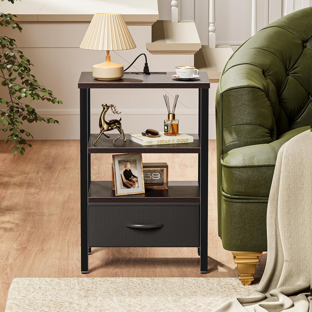 SUPERJARE Nightstand with Charging Station, USB-C Port, Bedside Table