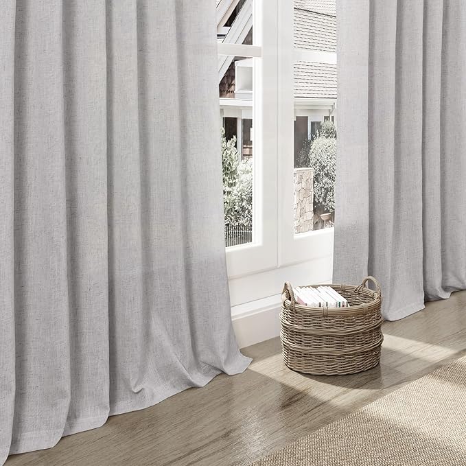 2 Panels Set Grey Linen Curtains 108 Inches Long - Image 6