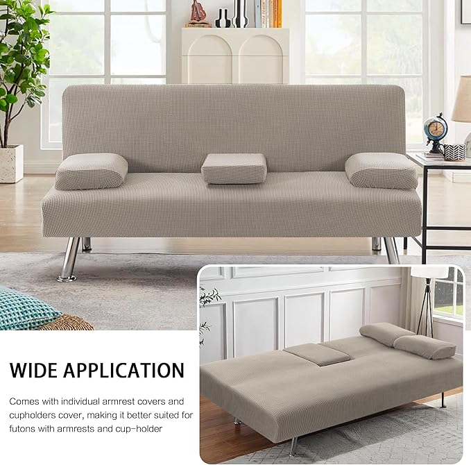 H.VERSAILTEX 4 Pieces Stretch Futon Covers Sofa Bed Slipcover - Image 7