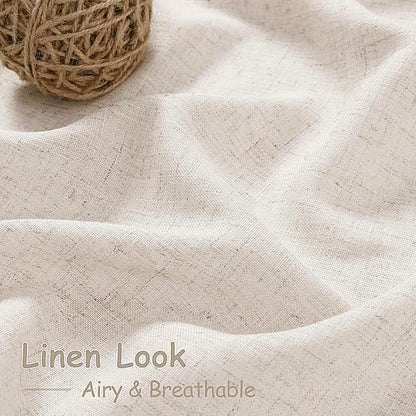 Nanspring Beige Linen Curtains for Kitchen Windows Over Sink - Image 4