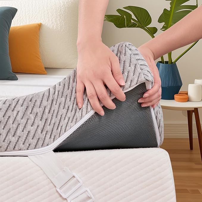 Subrtex Cover for Mattress Topper Full Size 2 Inch Mattress Topper Protector - Image 8