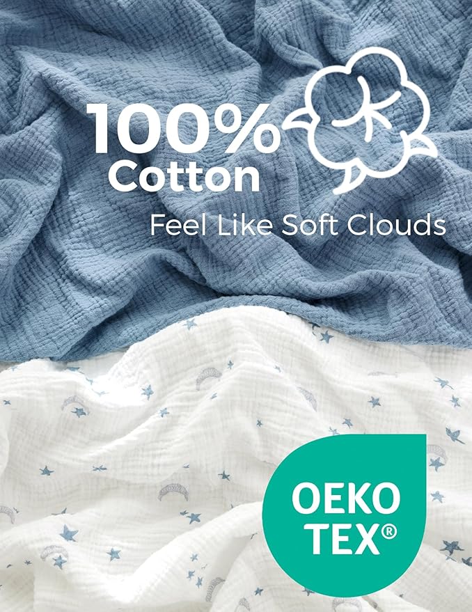 Momcozy Muslin Standard Fitted Crib Sheets, 2 Pack Soft Breathable Natural - Image 3