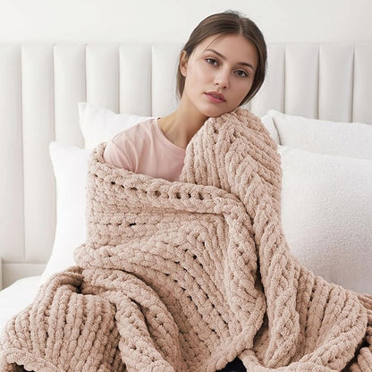 Battilo Chunky Knit Throw Blanket, Soft and Thick Chenille Throw Blanket - Image 9