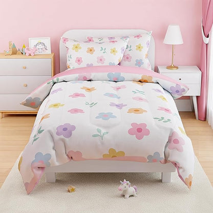SANDJEST Floral Comforter Set Twin Size 68x86in - Image 6