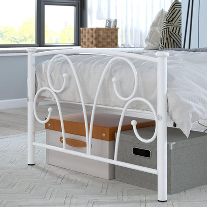 elephance twin bed frame with headboard&footboard metal platform showing dimensions