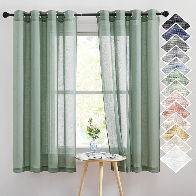 NICETOWN Linen Textured Semi Sheer Curtains, Eyelet Top Bedroom Window Privacy by NICETOWN