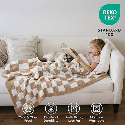Joiedomi Throw Blanket for Couch Bed, Checkered Knitted Blankets Gifts for - Image 3