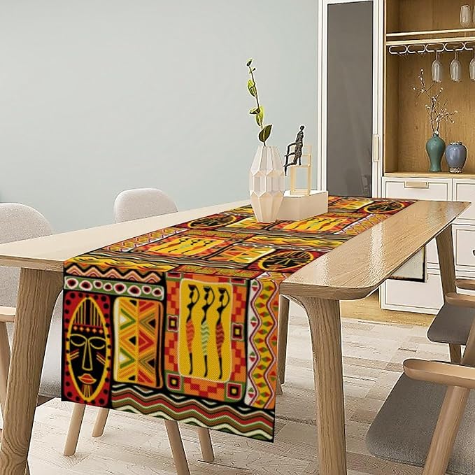 African Totems Table Runner, African American Kwanzaa Black History Month - Image 2