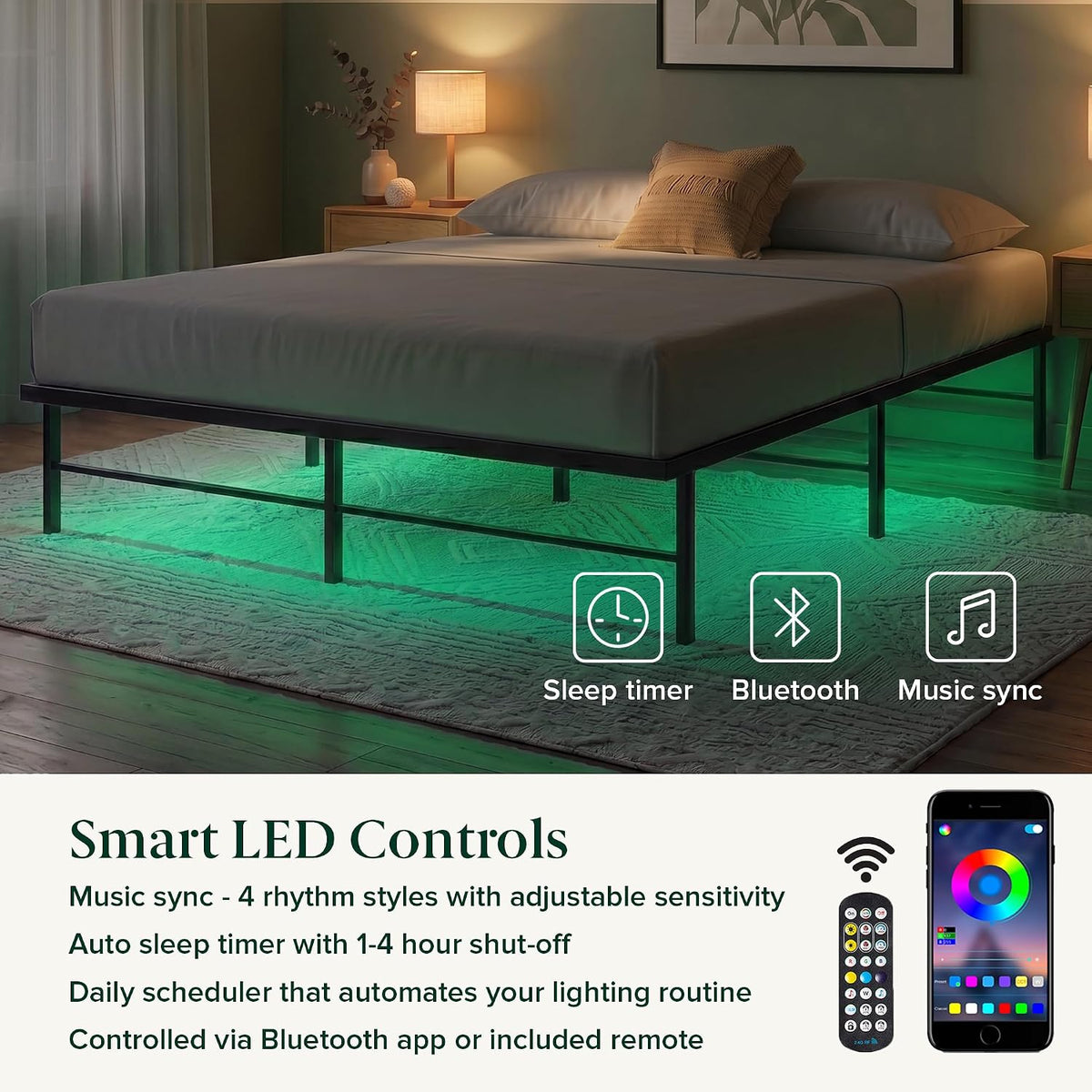 zinus rumi heavy duty metal platform bed frame, package contents