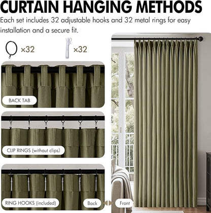MIULEE Pinch Pleated Thick Linen Curtains 102 Inch 4 Panels Set Back Tab Memory - Image 8