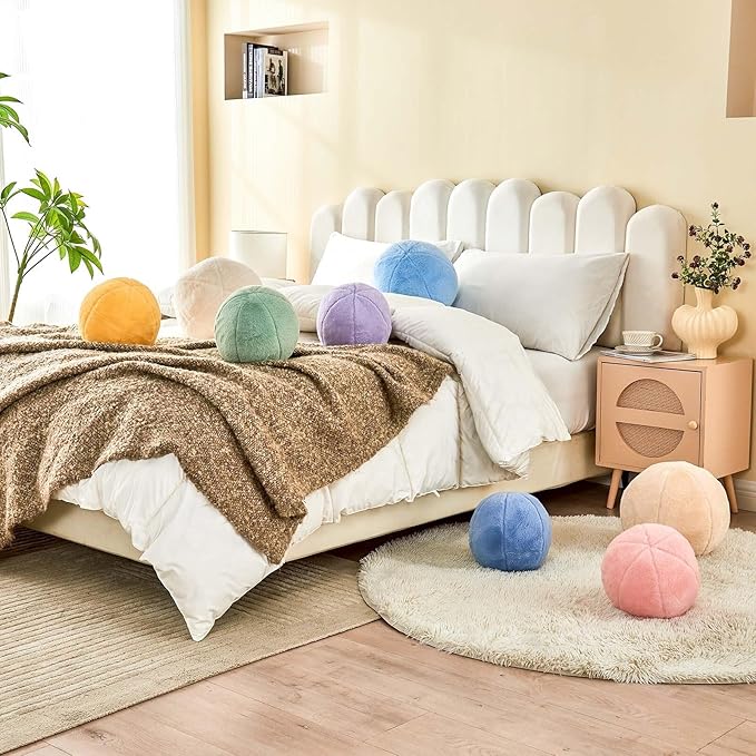 Uvvyui Light Blue Ball Pillow, Ball Shaped Pillow Plush Cushion - Image 6