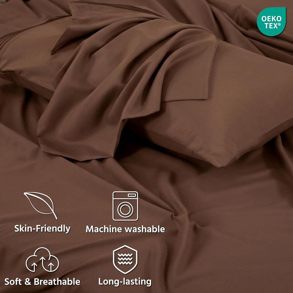 Deep Pocket King Fitted Sheet with Straps,Sheet Set for Bed