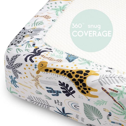 Yoofoss Pack and Play Sheets Fitted, Mini Crib Sheets 2-Pack - Image 6