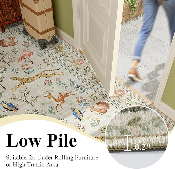 DUKINO 5x7 Rug, Washable Animal Living Room Rug - Image 6