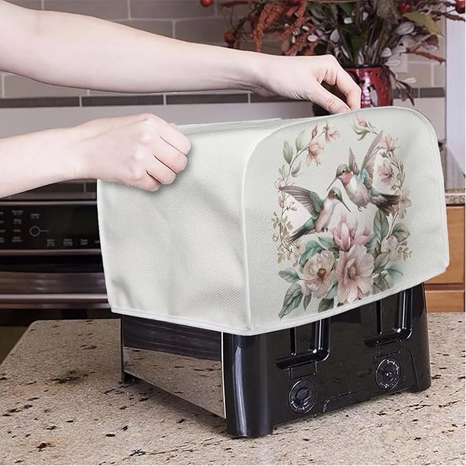 ZFRXIGN Flower Hummingbird Toaster Cover 4 Slice Toaster Dust Cover Small - Image 2