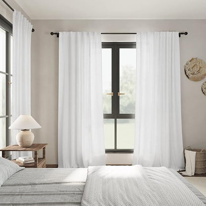 Nanspring White Linen Curtains 84 inches Long - Image 7