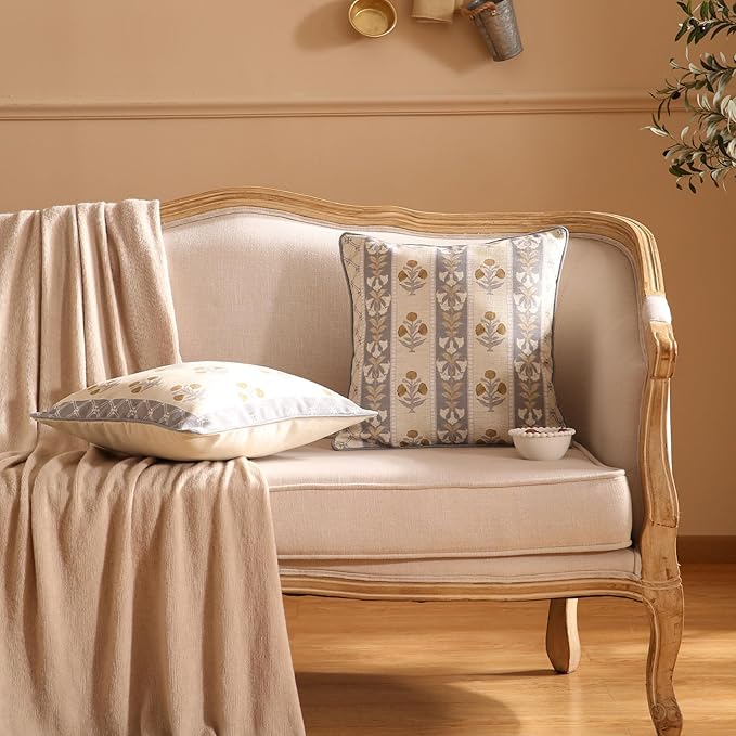 patdrea Designer Square Throw Pillow Covers Set of 2, Rustic Linen - Image 8