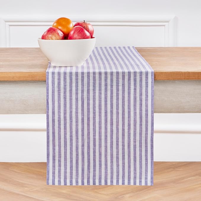 Solino Home Striped Linen Table Runner 60 Inches by SolinoHome