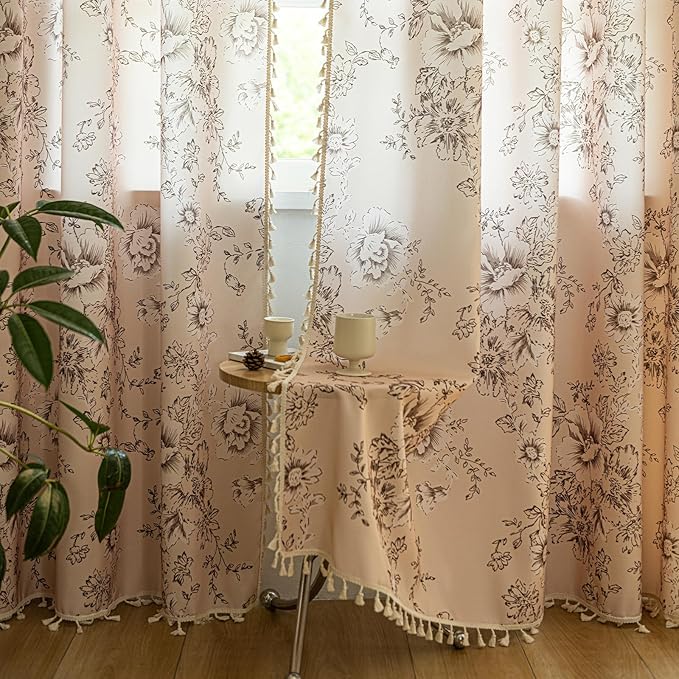 ENJOYBRIDAL Floral 63 Inch Curtains 2 Panel Set Living Room Farmhouse Drapes - Image 5