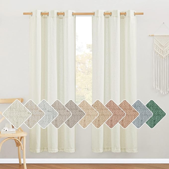 NICETOWN Thick Linen Curtains 72 inches Long, Grommet Privacy Window Drapes by NICETOWN