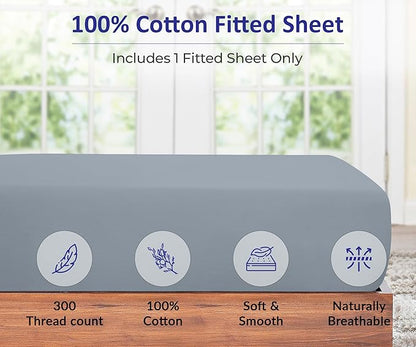 ROYALE LINENS 300 Thread Count 100% Long Staple Combed Cotton Fitted Sheet Twin - Image 3