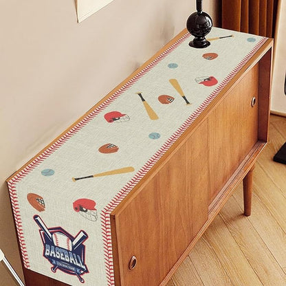Baseball Table Runner, Seasonal Baseball Sports Themed Birthday Party Decor - Image 3
