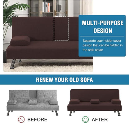 H.VERSAILTEX 4 Pieces Stretch Futon Covers Sofa Bed Slipcover - Image 5
